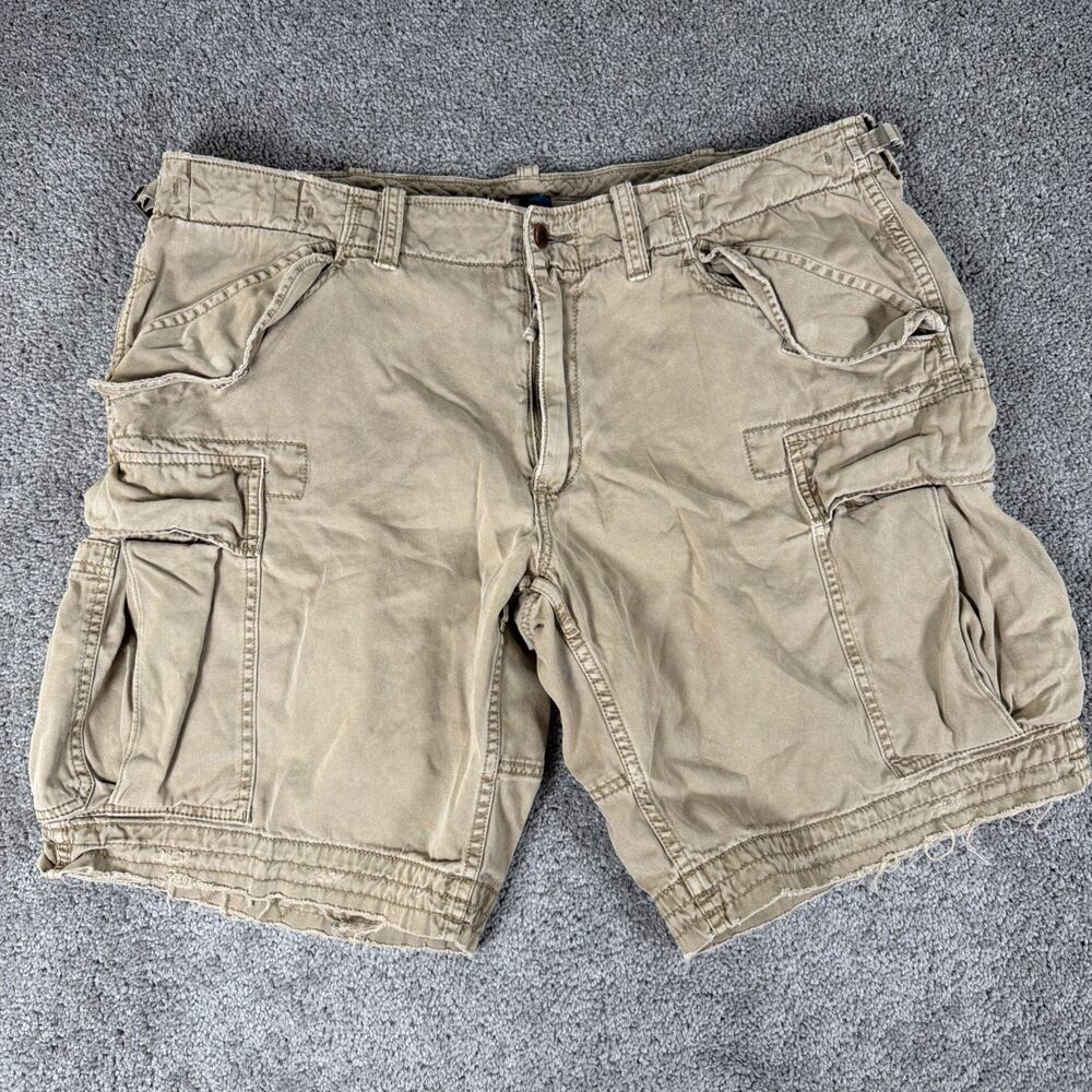 Vtg Polo Ralph Lauren Cargo Shorts Mens 40 Khaki 90s Paratrooper Grunge 9" Baggy
